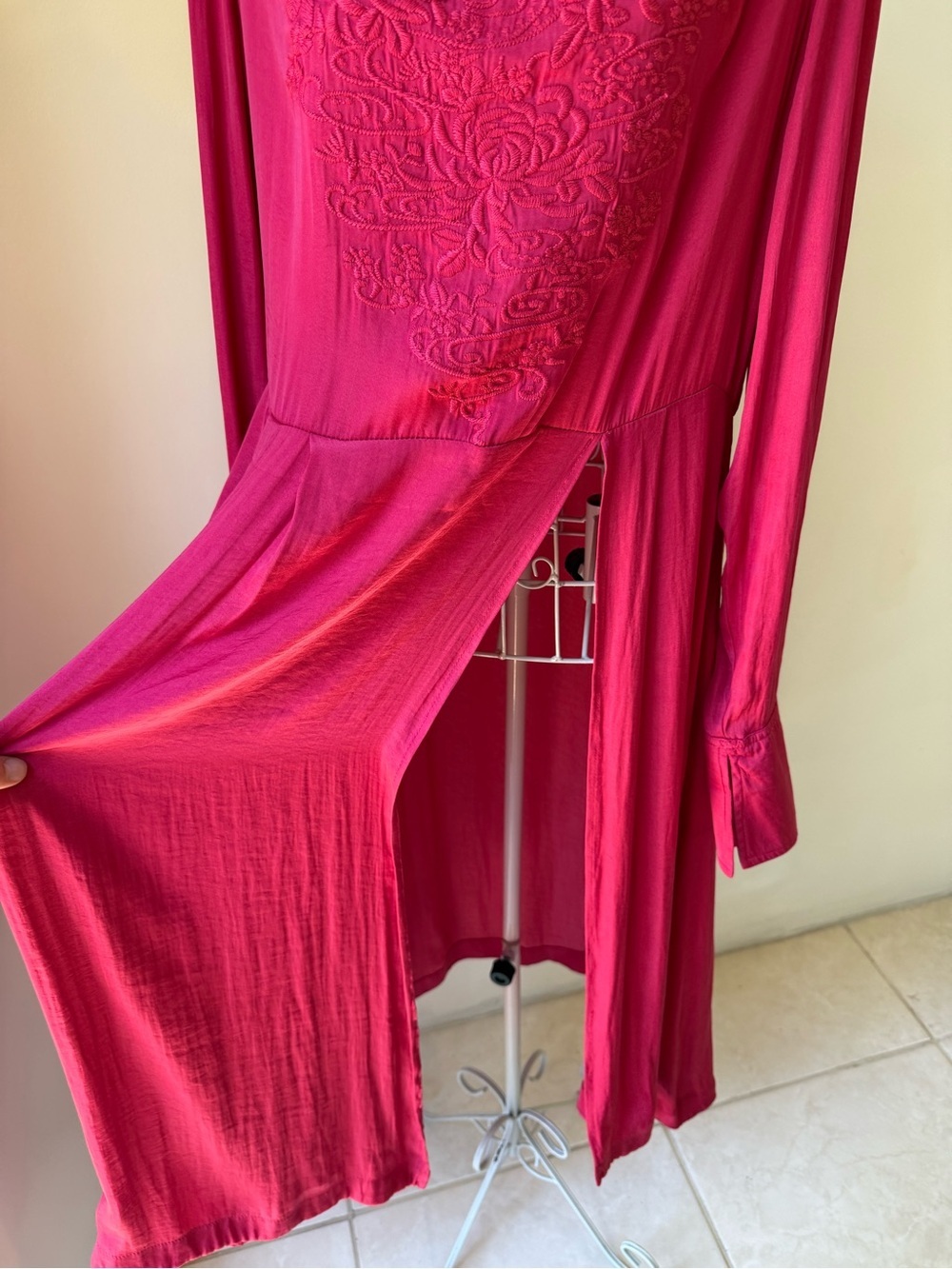 Free People Madenchina Harlequin Chine Embroidered Maxi Tunic Dress S - Picture 3 of 12